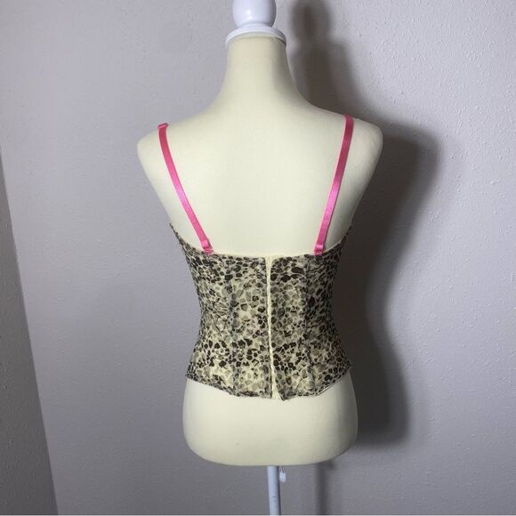 Women's Flirty Hot Pink Lace & Animal Print Coquette Corset Size Large - Picture 12 of 16